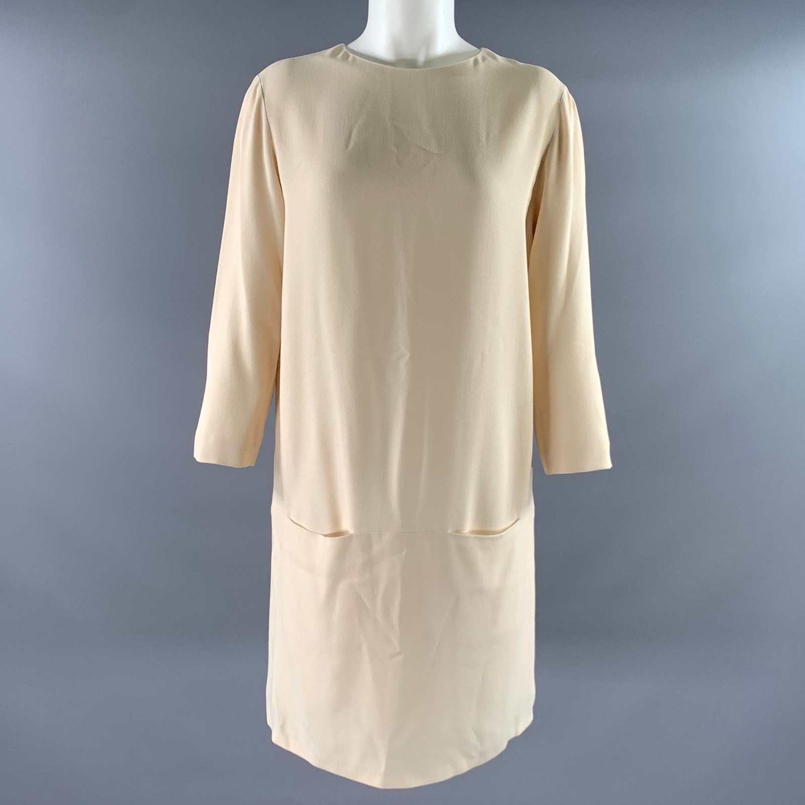 The Row Size 2 Cream Viscose Elastane Tunic Knee-Length Dress